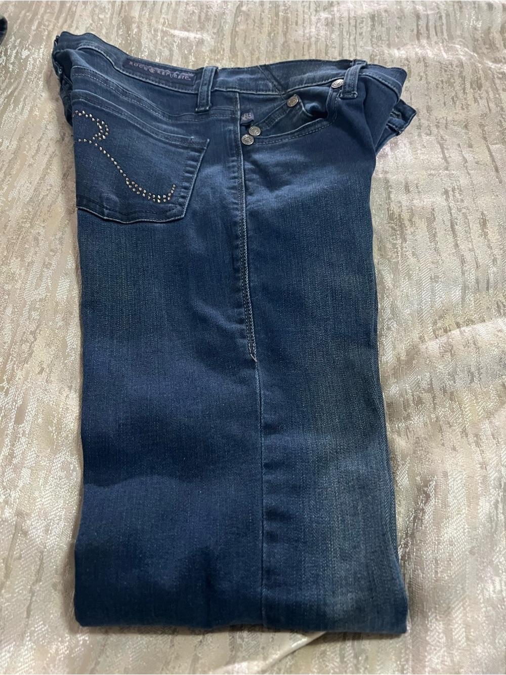 Rock & Republic Dark Indigo Skinny Jeans with Stud Pocket Detail